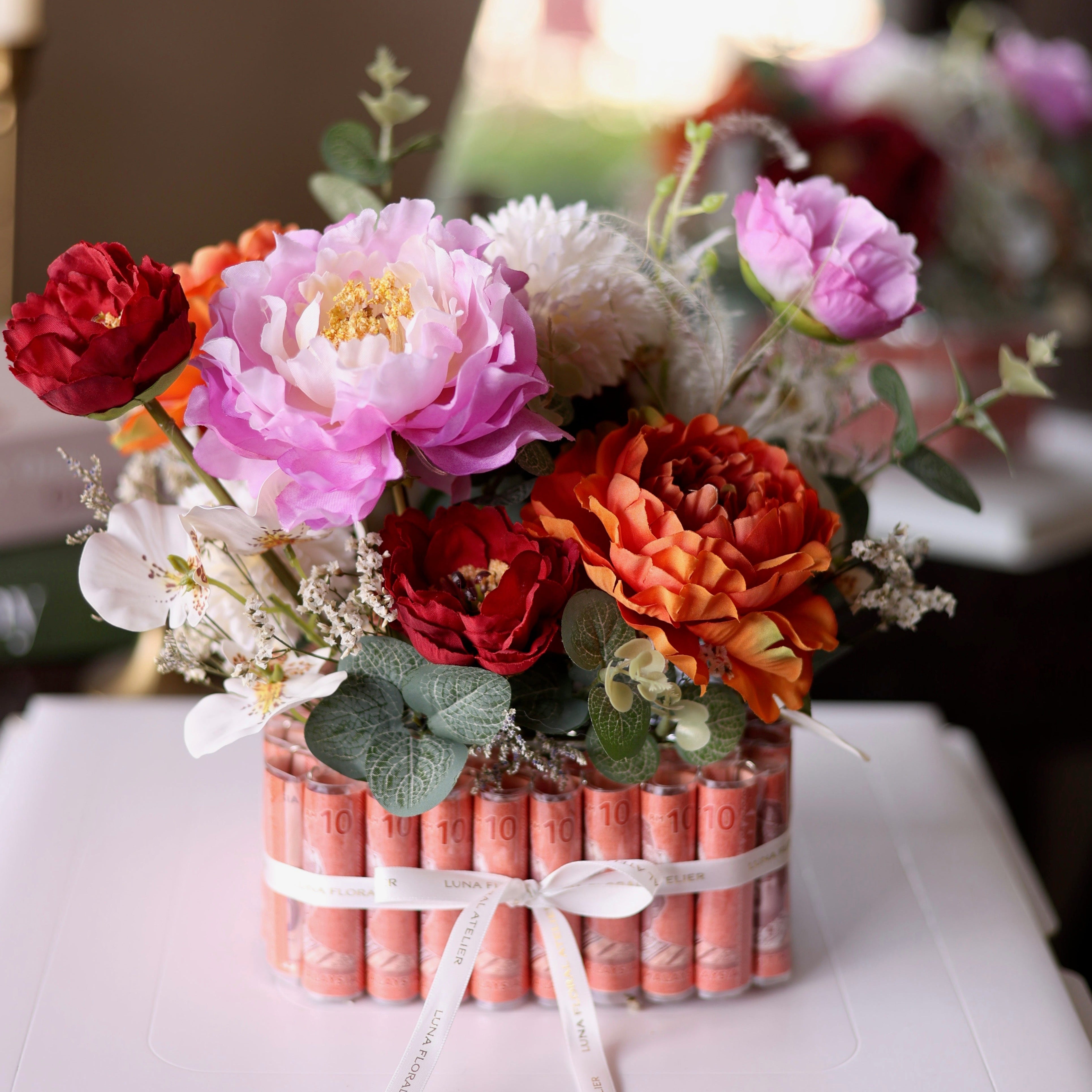 Money Flower Cake (Artificial Flowers)