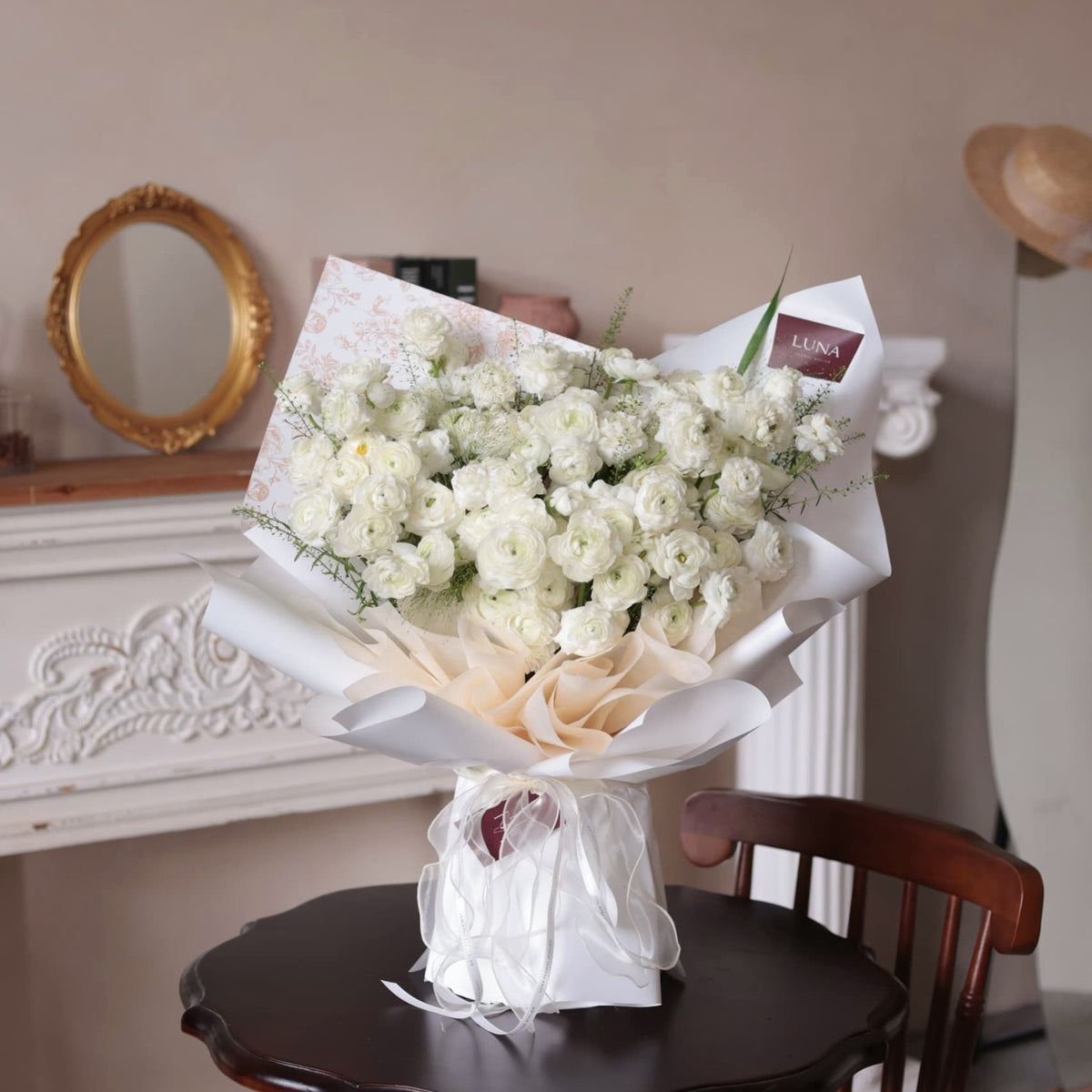 Winter Sonata - Graceful White Ranunculus Bouquet | Best KL Florist